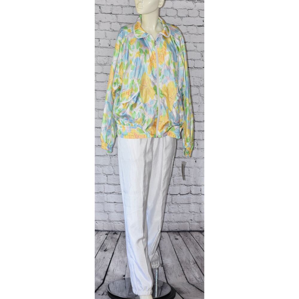 Lady Lavon Cheerful Corp Sportwear Windbreaker Track Suit Watercolor Print XL